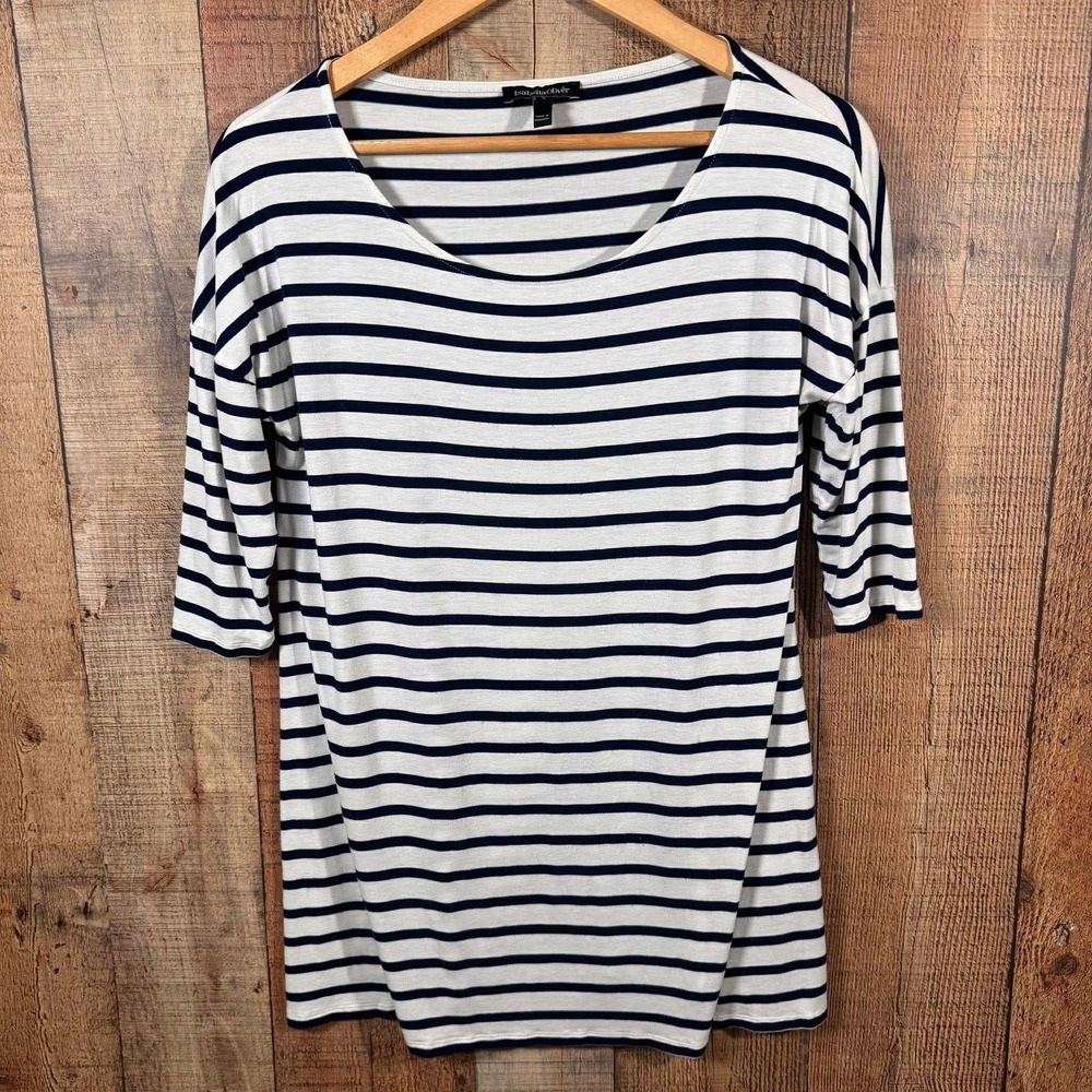 Isabella Oliver Striped Maternity Top Navy Blue 3/4 Sleeve Medium 3 Nautical